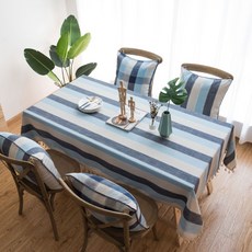Block Mart 條紋長方形餐桌桌布, 藍色, 2人(90 x 90 cm)