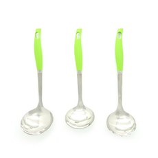 GENIAL 湯勺 B型 3款組, 不銹鋼銀+綠色, 1套