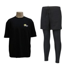 VENDIS 男款字母印花防曬短袖T恤 M227+假兩件式運動緊身褲套裝 A805