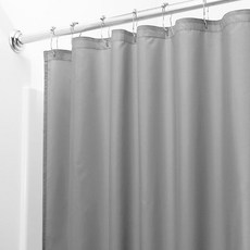 솔리드 섬유 샤워 커튼 + 커튼링, 라이트 그레이, 1세트