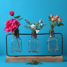 金屬線三重玻璃花瓶架, 混色