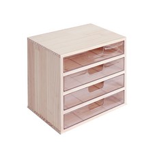 하라데코 원목 와이드 우드 서랍, 4단