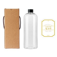 空瓶AT1000透明1000ml+瓶蓋黑色+盒子+貼紙N6套組, 1套