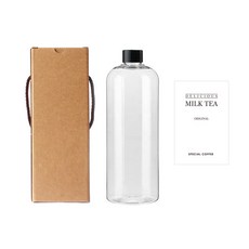 空瓶AT1000透明1000ml+瓶蓋黑色+盒子+貼紙N1套組, 1套