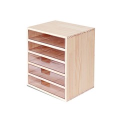 Hara Deco原木寬木質抽屜, 單一顏色, 5段