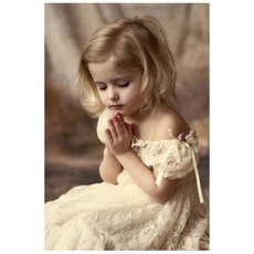 KMELLIE 3D少女的祈禱 圓形鑽石畫 40 x 50 cm, 混合顏色, 1個