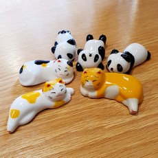 Country Item 熊貓與貓咪筷架6件組, 混合色, 1套