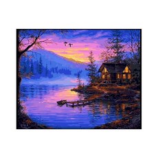 ADICO DIY 繪畫湖濱別墅 Q1391 40x50, 混色