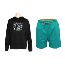 VENDIS 男款連帽印花T恤 C274+鬆緊綁帶沙灘褲套裝 M613