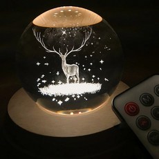 旋轉水晶球音樂盒氣氛燈 鹿 + 遙控器, 混合顏色