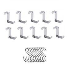 IDEAR 多功能不鏽鋼門後掛鉤 10p + S型掛鉤 大型 10p, 單一顏色, 1套