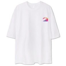 VENHIT 海浪印花寬鬆短袖T恤, 白色的