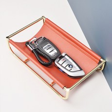 金屬框架迷你皮革架 室內擺飾, 棕色