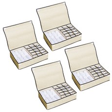 Block Mart多功能內衣襪子收納盒 16格 米色, 4個