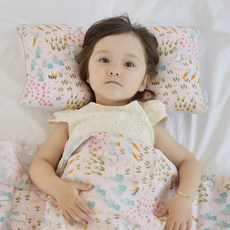 아띠블랑 쿨링 인견 아기베개 + 블랭킷 세트, 핑크레빗