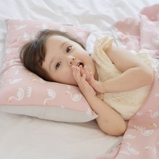 ahtty blanc 涼感枕頭+被毯組, 粉色天鵝款