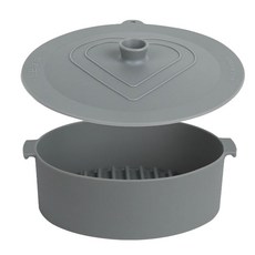 Marwi Union 氣炸鍋微波爐通用新款矽膠內鍋 大+蓋子組, 灰色, 1組