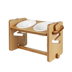 meongzi 高級W型4級高度可木製餐桌2件+陶瓷餐具, 混色, 1套