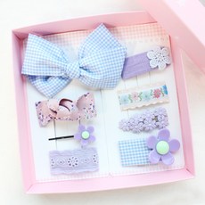 CHENNY BONGBONG 可愛造型髮夾8件組 薰衣草紫+藍色