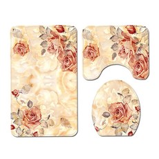 앤티스 왕실플라워 욕실 패브릭 변기커버 + 발매트 세트, 옐로우로즈, 1세트