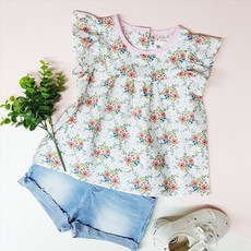 amareillael 女童荷葉邊無袖花卉襯衫