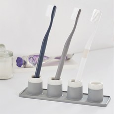 Reborn.J 矽膠一體式四格牙刷架, 灰色的, 1個