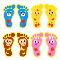 Uniart 動物腳掌貼紙 4款 x 10對組合, 熊, 小雞, 猴子, 貓, 1套