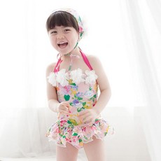 JOY MULTI 幼兒花朵泳裝+帽子套裝