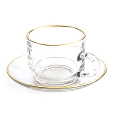 金邊強化玻璃方形咖啡杯組, 混合色, 1套