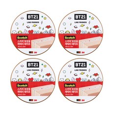 스카치 포장용 BT21 캐릭터 테이프, 화이트, 4개