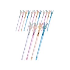 ibis 閃亮亮兔子寶石珠寶中性筆 0.5mm CR1512 4款 x 4入, 白色, 粉紅色, 黃色, 藍色, 1套