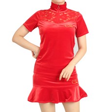 CHORUS LINE Dancesport絲絨短袖T恤+裙子套組CT19213, 紅色的