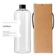 透明PET瓶 1000ml AT1000 + 黑色一般瓶蓋 + 經典冷萃瓶標 + 盒裝, 10套