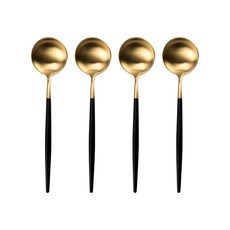 Bloom at home 拼色湯匙, 黑金, 4個