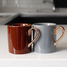 Ecrins 24K金馬克杯 300ml x 2款, 深棕色, 灰藍色, 1套