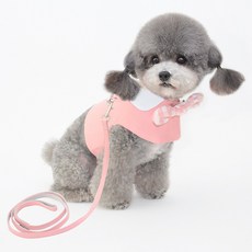 PASTEL PET 寵物粉彩蝴蝶結領口胸背帶 M, 粉紅色, 1個