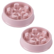 PASTEL PET 寵物防噎慢食碗, 2個, 粉色的