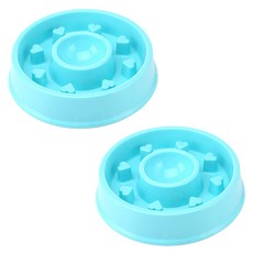 파스텔펫 하트 급체 방지 강아지 식기 Free, 블루, 2개