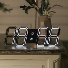 FLaITO 立體數字造型LED電子時鐘 380*128*23mm, 黑色的