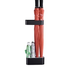 MONACO OLIVE 金屬線條 2孔 壁掛式雨傘架, 1個, 黑色