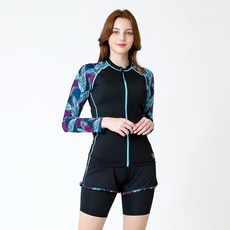 베이직엘르 여성용 트로피칼 집업 래쉬가드 4종 세트 BEL-T281K