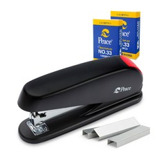 Peace Tools Easy 釘書機 HD-77 + 33號釘書針補充包 2入組, 黑色, 1套