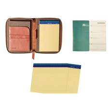 OXFORD 拉鍊皮革迷你收納包+迷你記事本 50張 24入+週計劃, 淺褐色, 1套