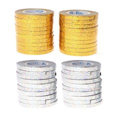 Livingda 雷射捲曲緞帶 2款 x 20入, 金色, 銀色, 10m