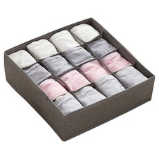 16格粉彩粉色內衣襪子隔層抽屜整理盒, 灰色, 1入