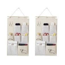 ANTS 插圖印花壁掛式分格收納袋 2入, 淺褐色的