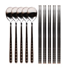 Bloom at home Bodeuran 真空雷射湯筷5入組 量販包, 1套, 湯匙5入 + 筷子5入