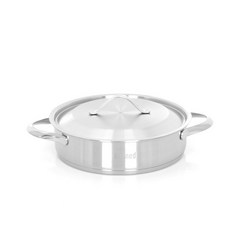 QUEEN SENSE 電磁爐適用雙耳不鏽鋼湯鍋+鍋蓋, 24厘米, 單色