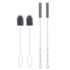 FLaiTO 矽膠纖細水瓶清潔刷 + 寶特瓶清潔刷組, 灰色, 2套