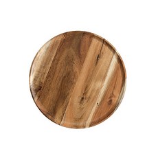 더플로우컴퍼니 아카시아 나무 오크무늬 엔틱 원형 트레이, 브라운